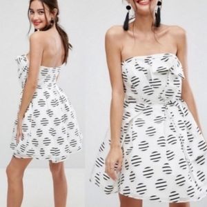 ASOS | Spot Stripe Bandeau Prom Mini Dress Size 6
